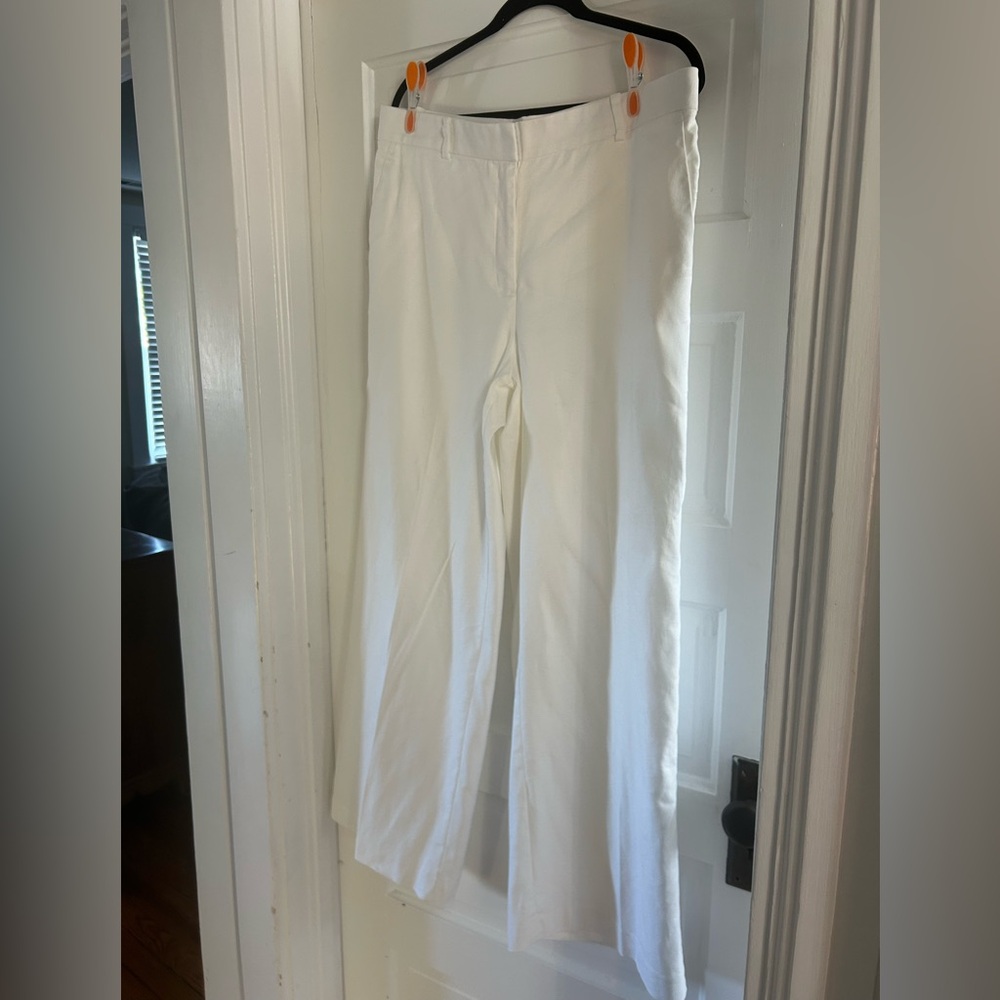 Ann Taylor Linen Blend Wide-Leg Trousers 12